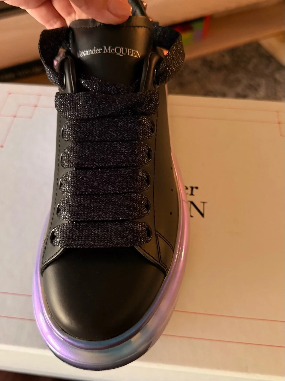 NWT Alexander McQueen Sneakers Oversized Iridescent Black